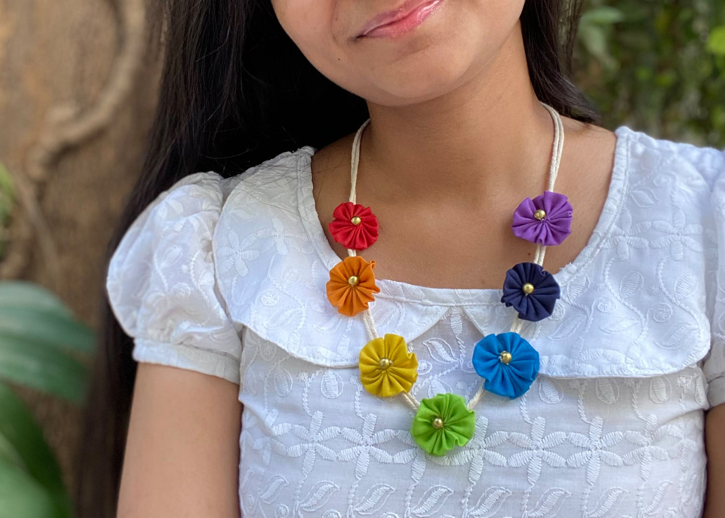 Rainbow floral necklace