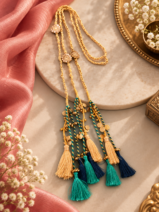 Blue tassles and coin parandi
