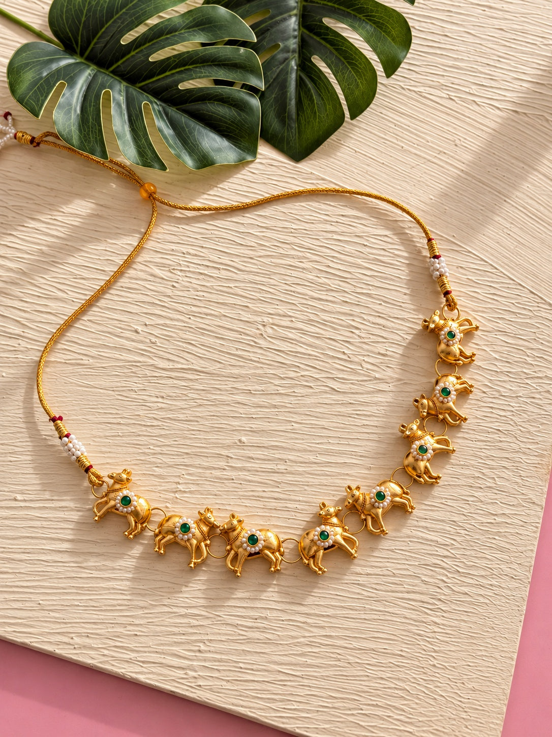 Golden kamdhenu necklace