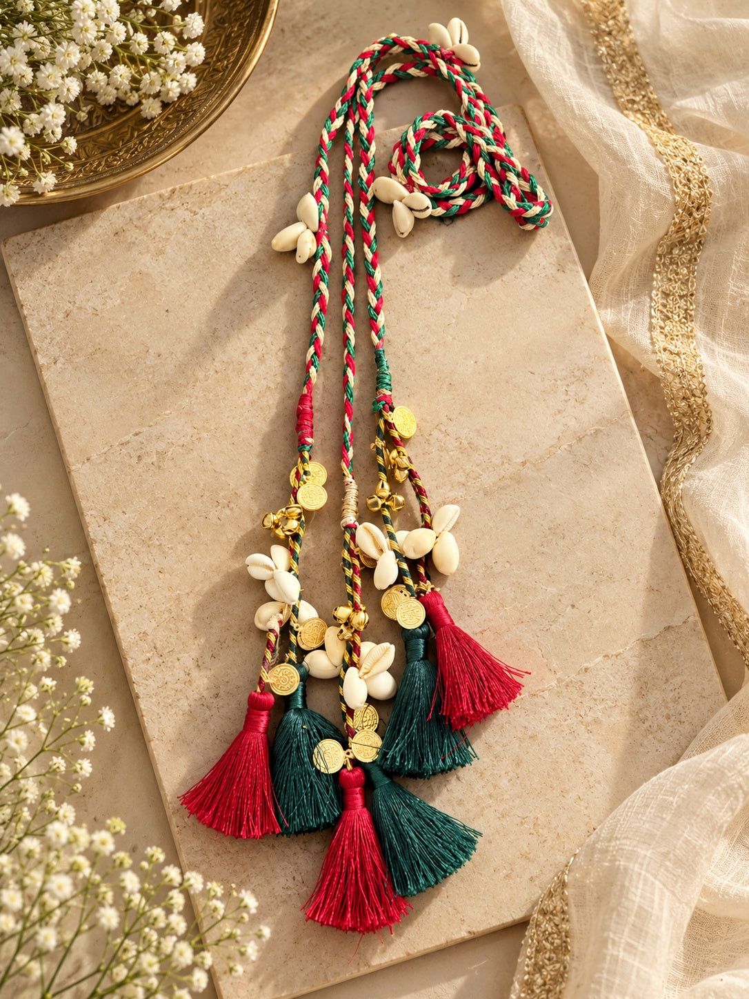 Red and green boho shell parandi