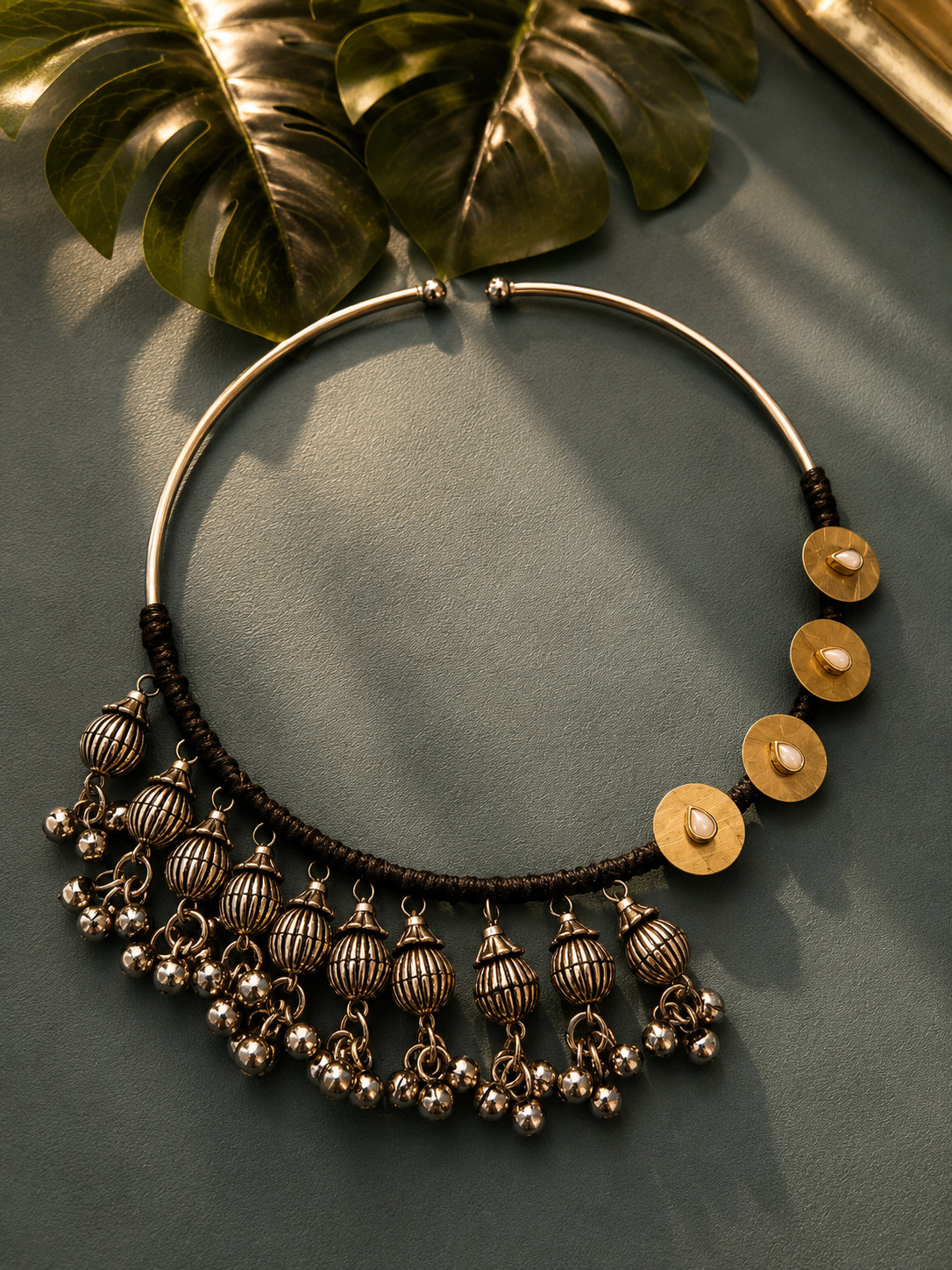 Black ghunghroo hasli necklace