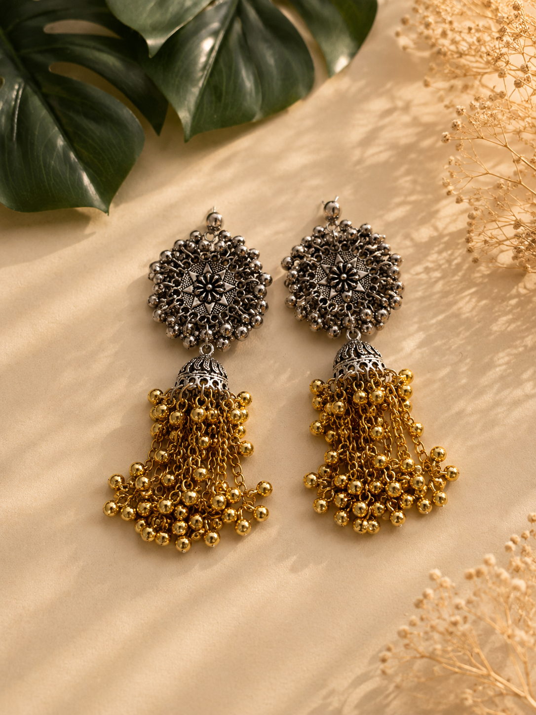 Floral ghunghroo jhumkas