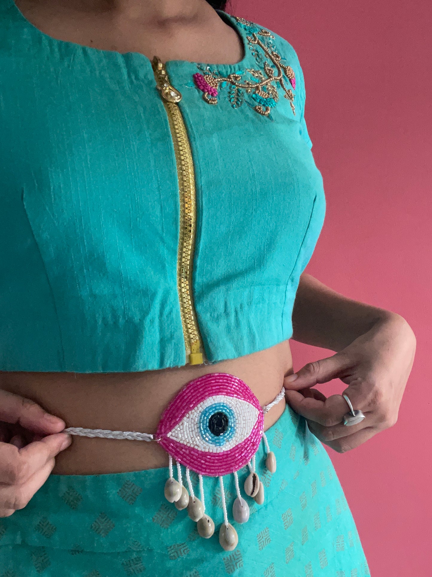 Evil eye necklace cum waistbelt