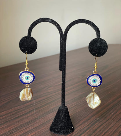 Evil eye and mother of pearl dangler