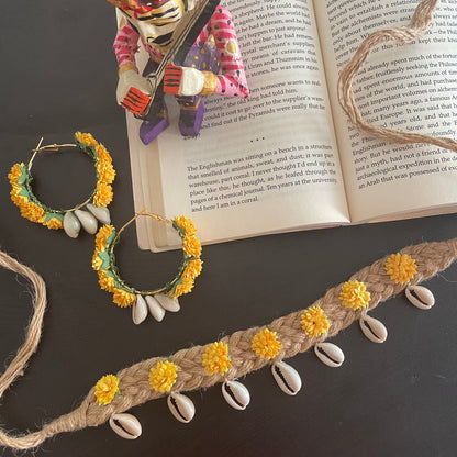 Jute floral necklace set