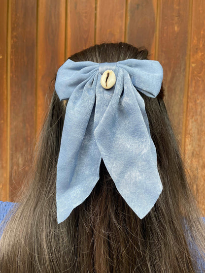 Baby blue velvet bow