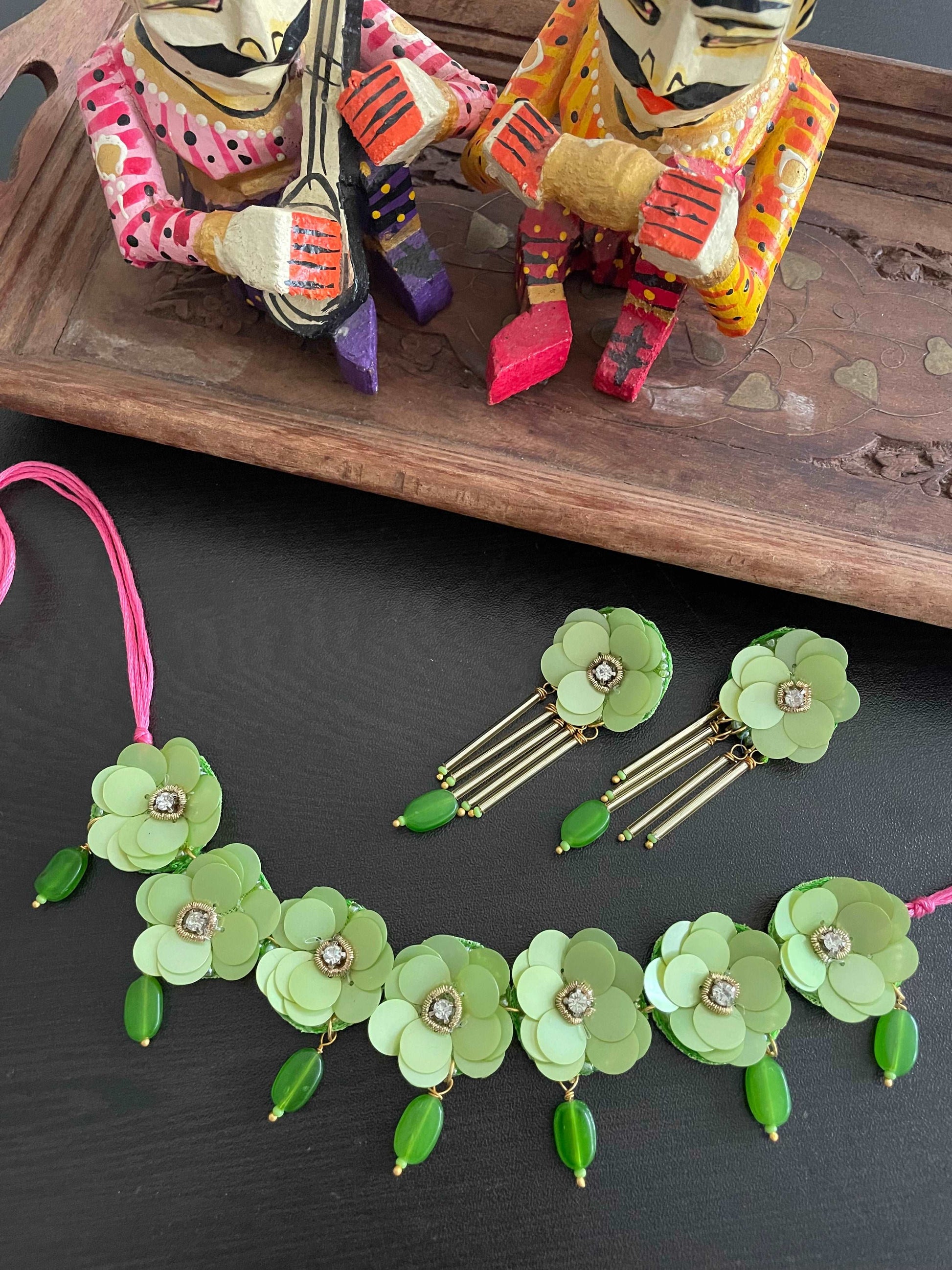 Floral necklace and earrings