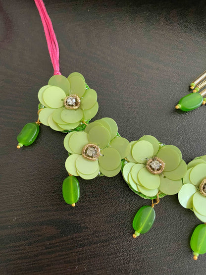 Floral necklace and earrings