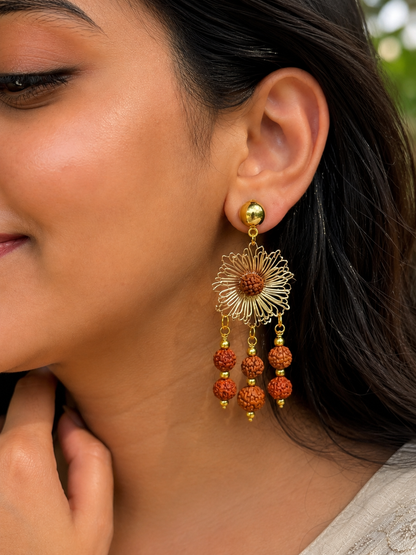 Floral rudraksh earrings