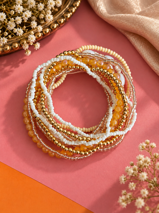 Beaded statement bracelet stack