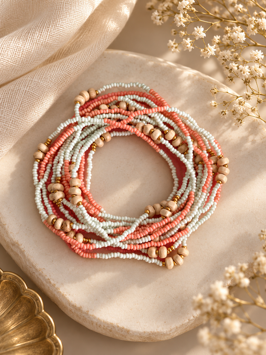 Beaded statement bracelet stack