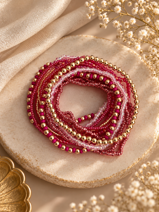 Beaded statement bracelet stack