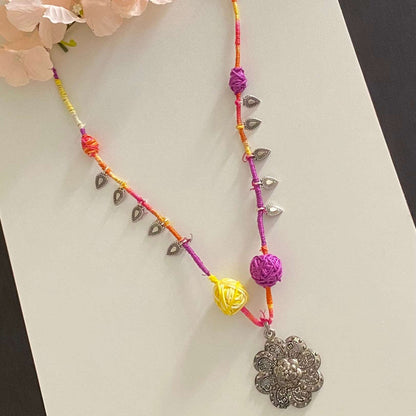 Floral saga boho pendant necklace