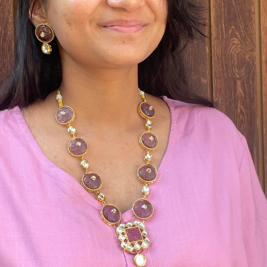 Mauve magic kundan necklace