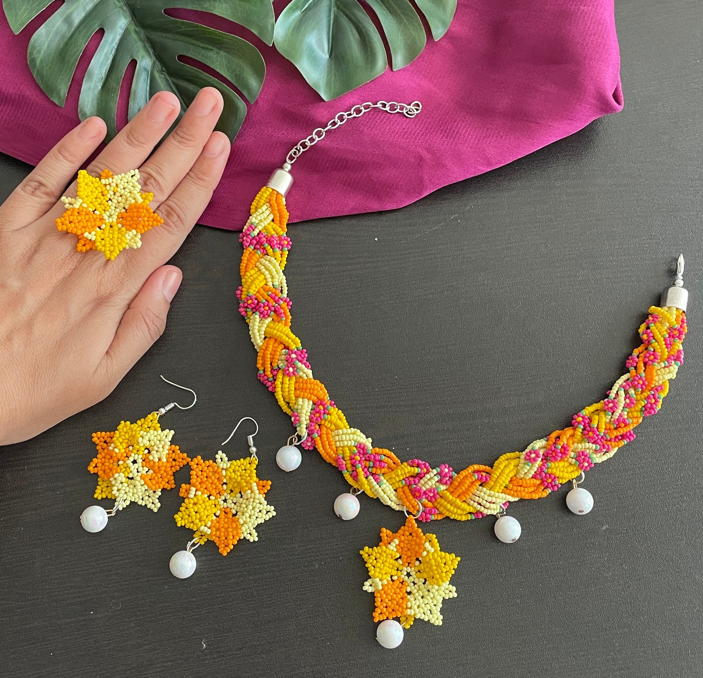 Phoolo ki bahar  haldi necklace set