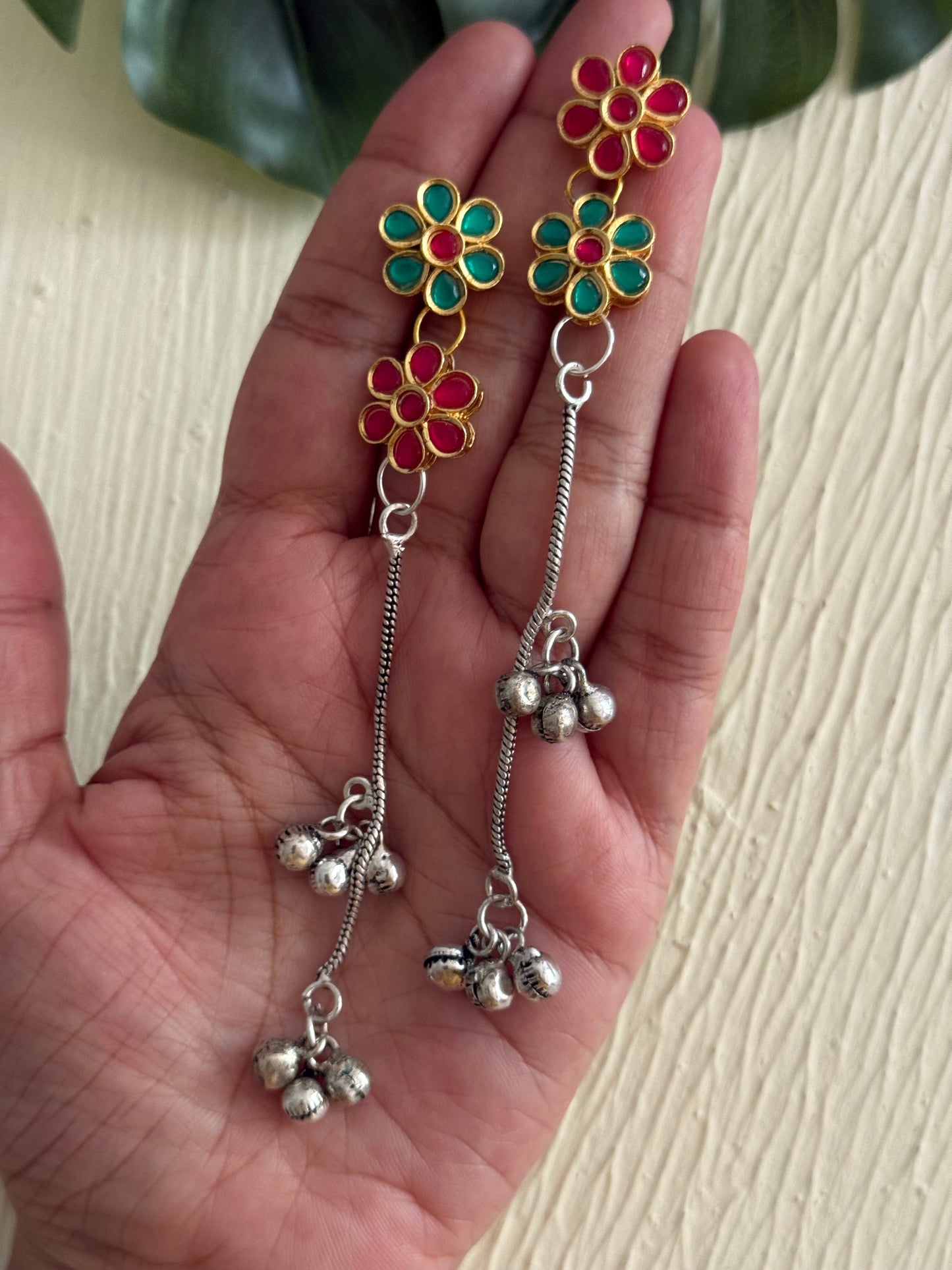 Kashmiri floral kundan earrings