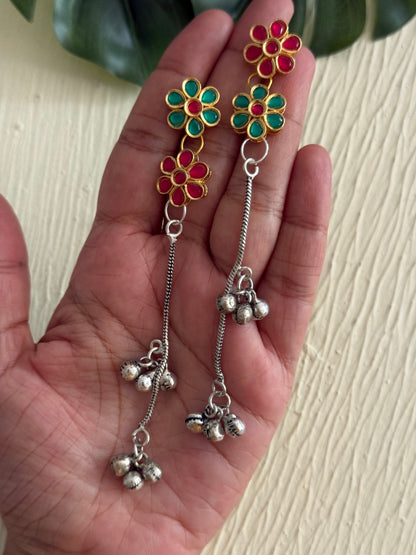Kashmiri floral kundan earrings