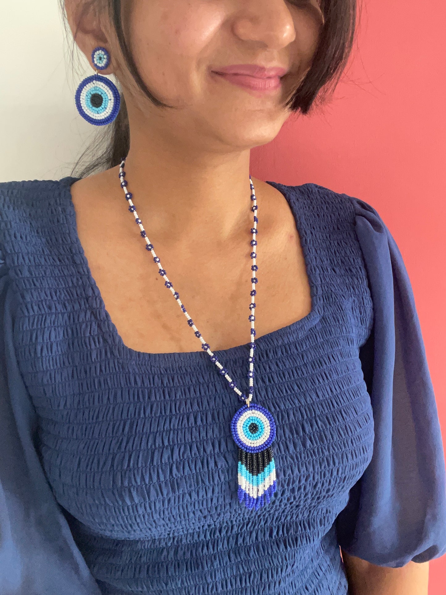 Set of nazarbattu earrings and necklace