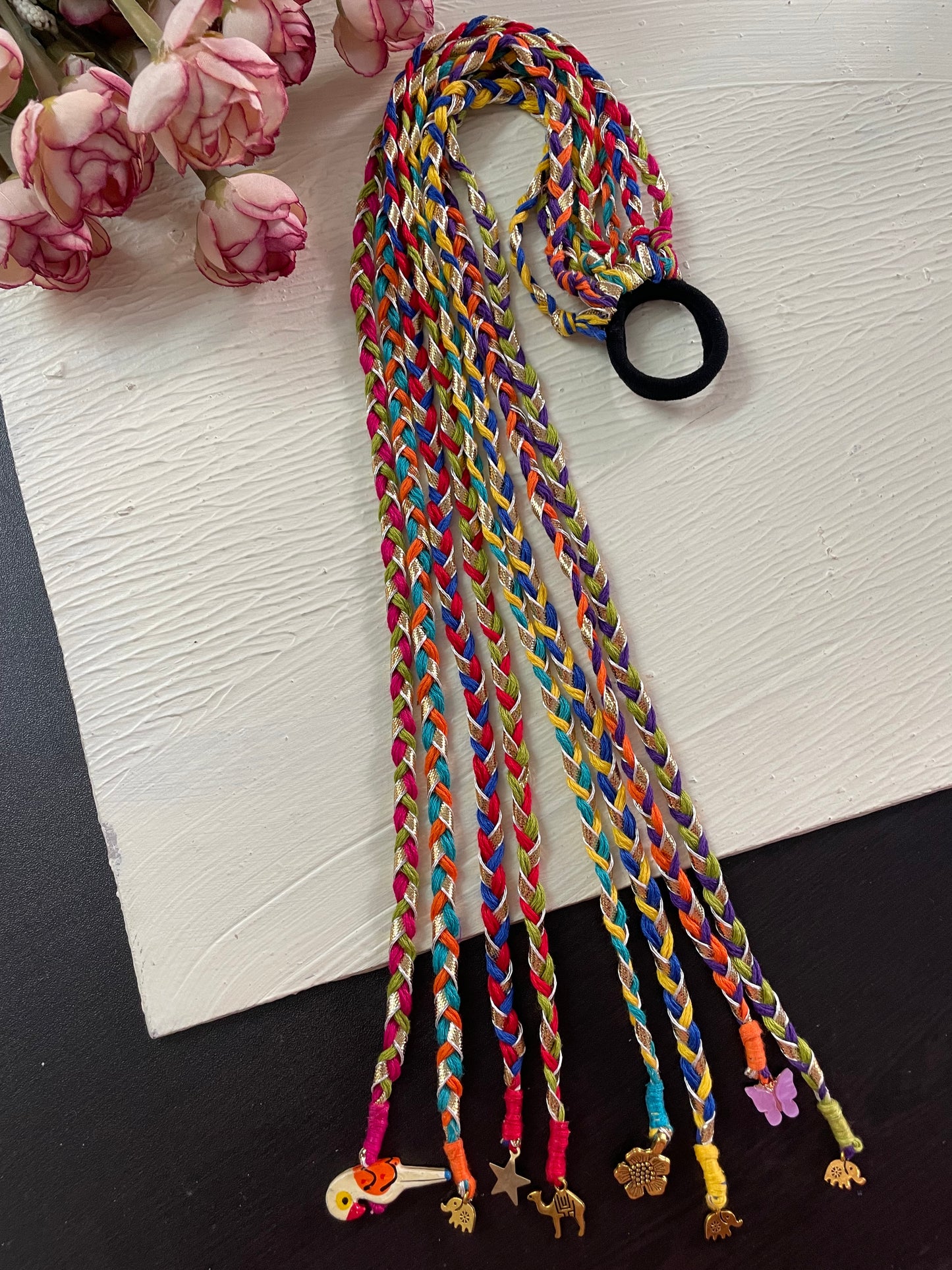 Multicolored gota hairbraids