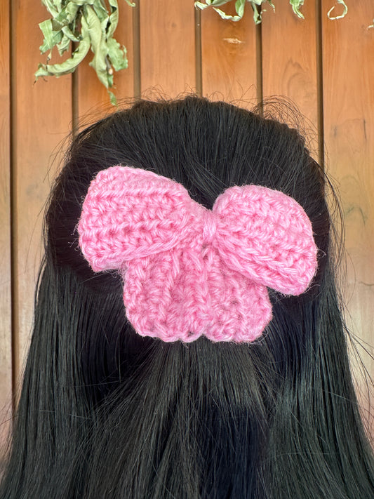Cute crochet mini hairbow (pink)