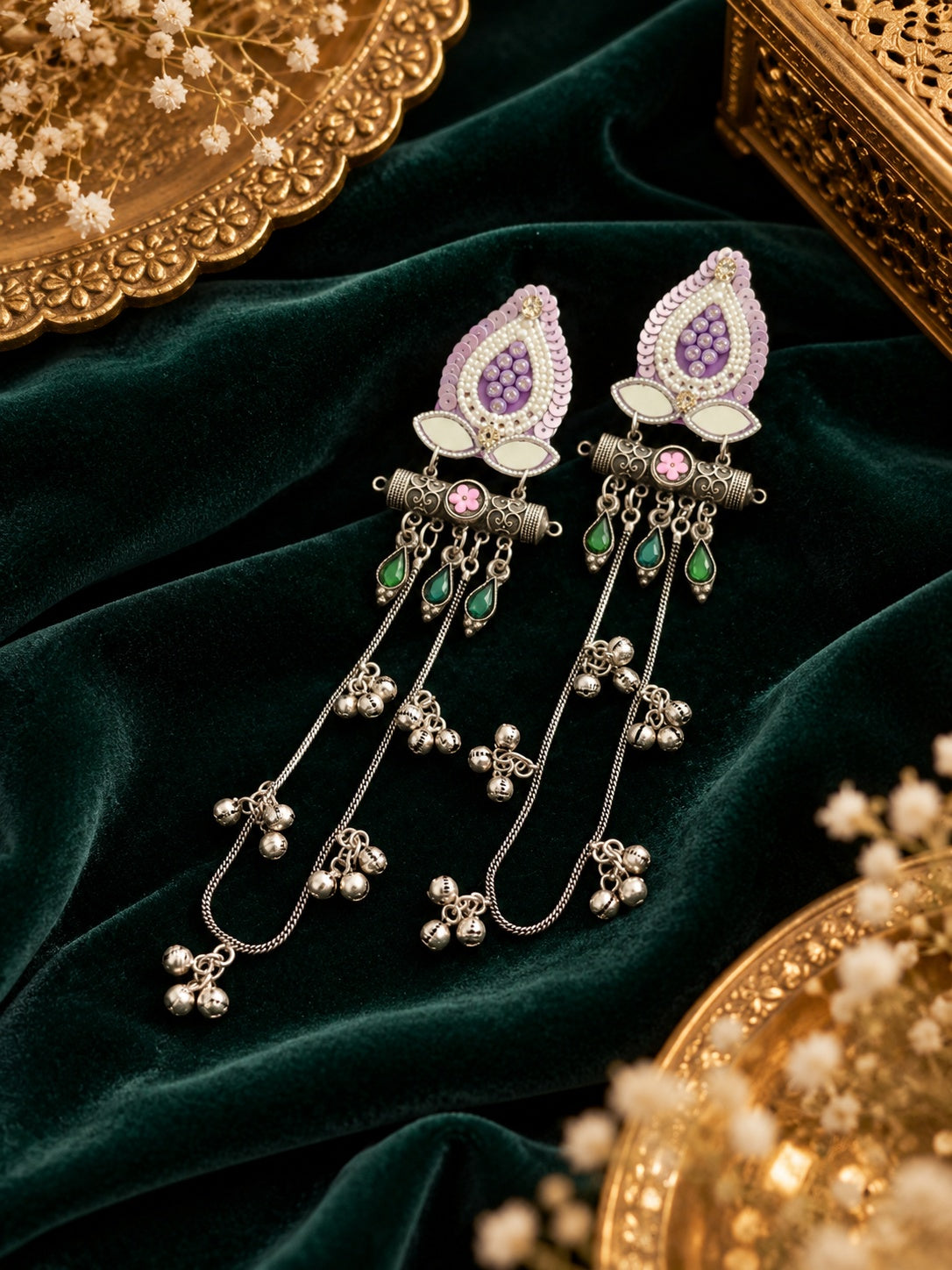 Purple saga oxidized statement earrings