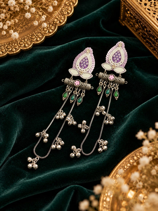 Purple saga oxidized statement earrings