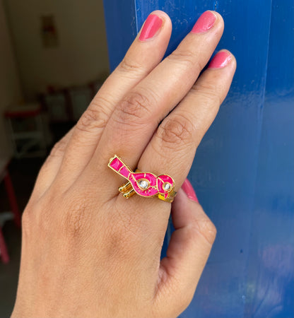 Chidiya meenakari ring