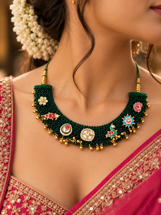 Green kundan choker
