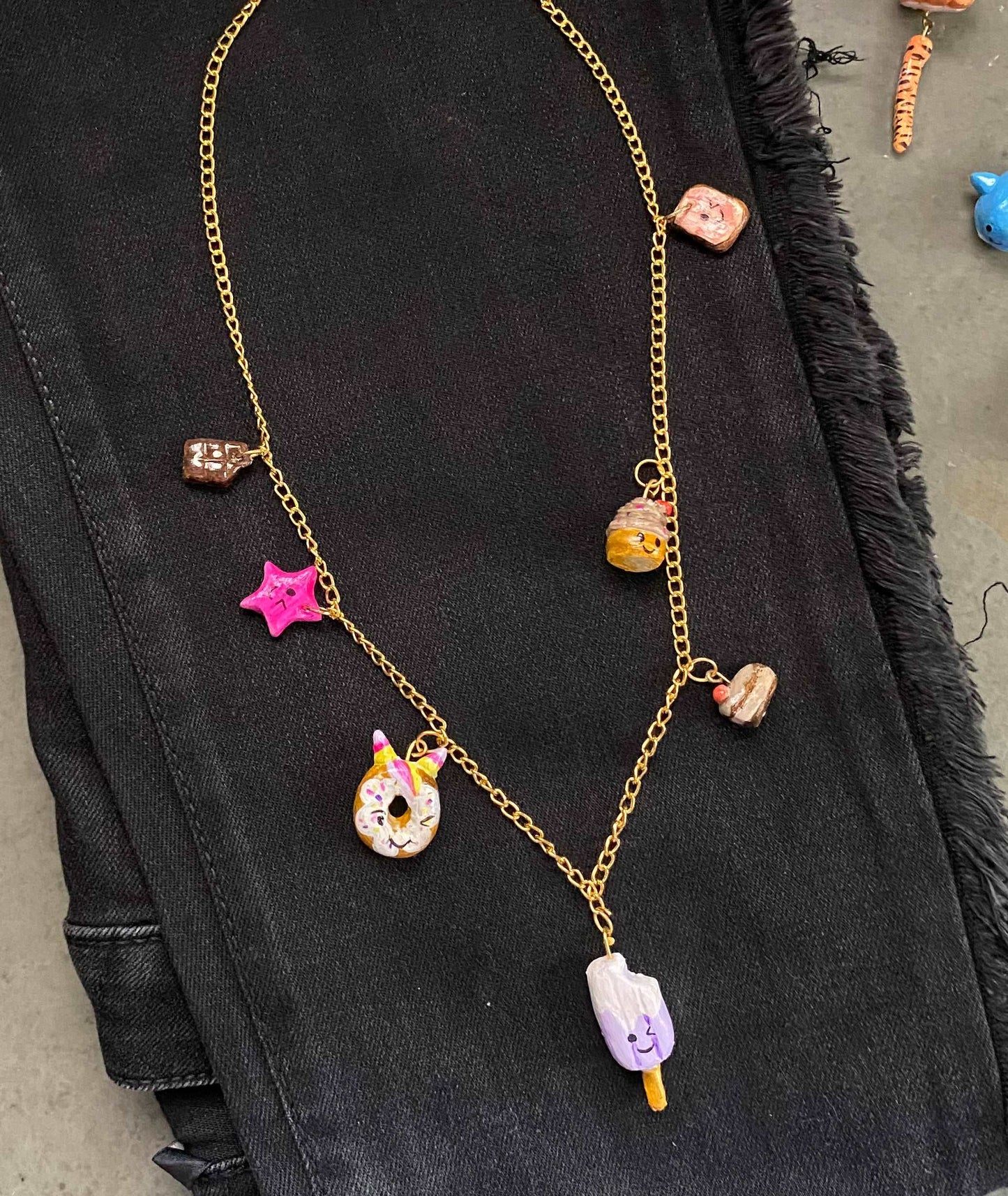 Funky multiple charms necklace chain