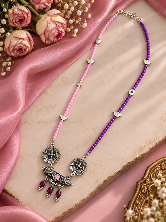 Purple and pink pendant necklace