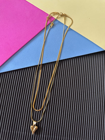 Anti tarnish layered heart necklace - Kalakari
