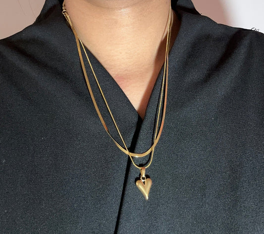Anti tarnish layered heart necklace - Kalakari