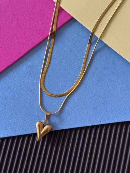 Anti tarnish layered heart necklace - Kalakari