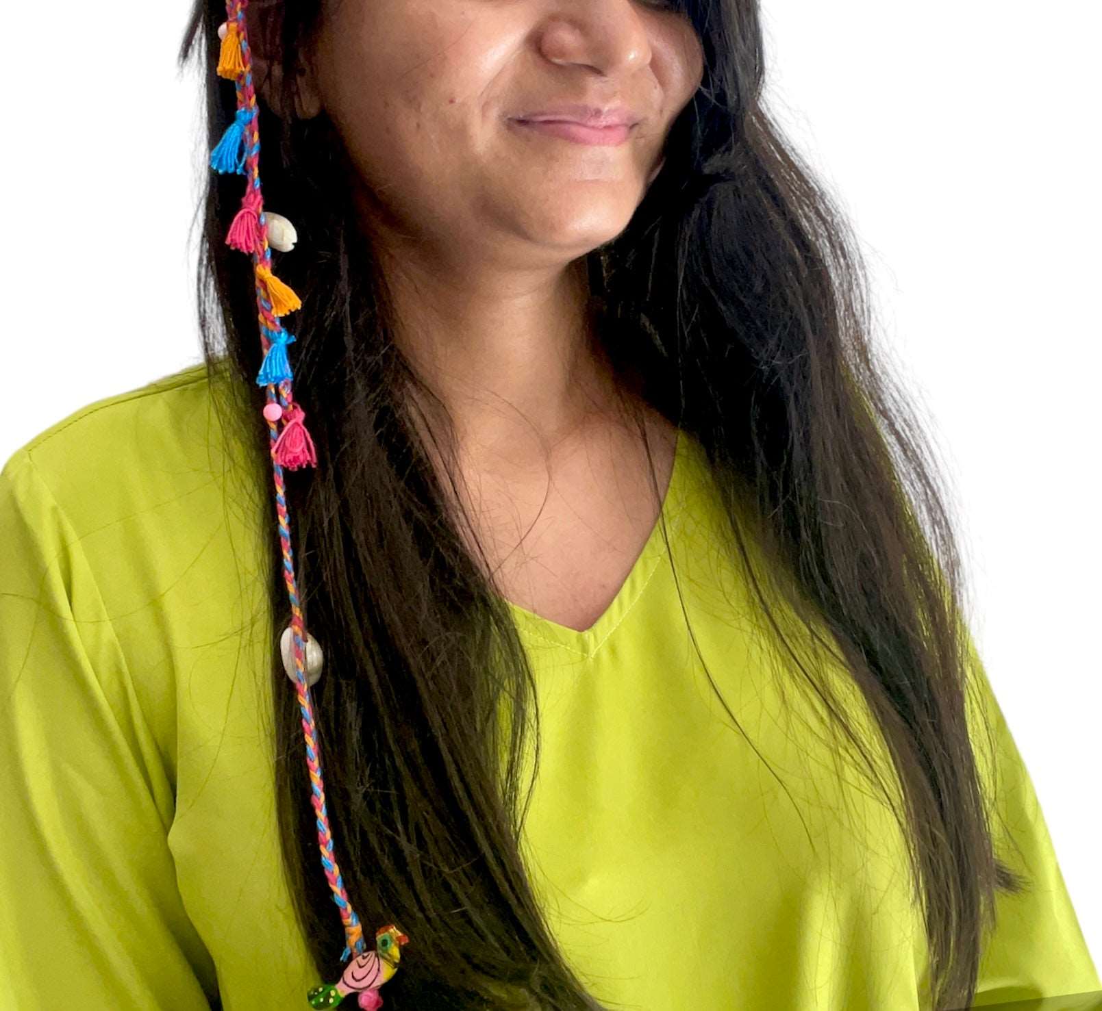 Boho peacock hairclip with mini tassels - Kalakari