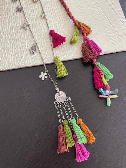 Combo of boho necklace and hair accessory - Kalakari