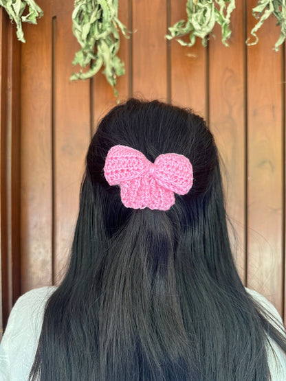 Cute crochet mini hairbow (pink) - Kalakari