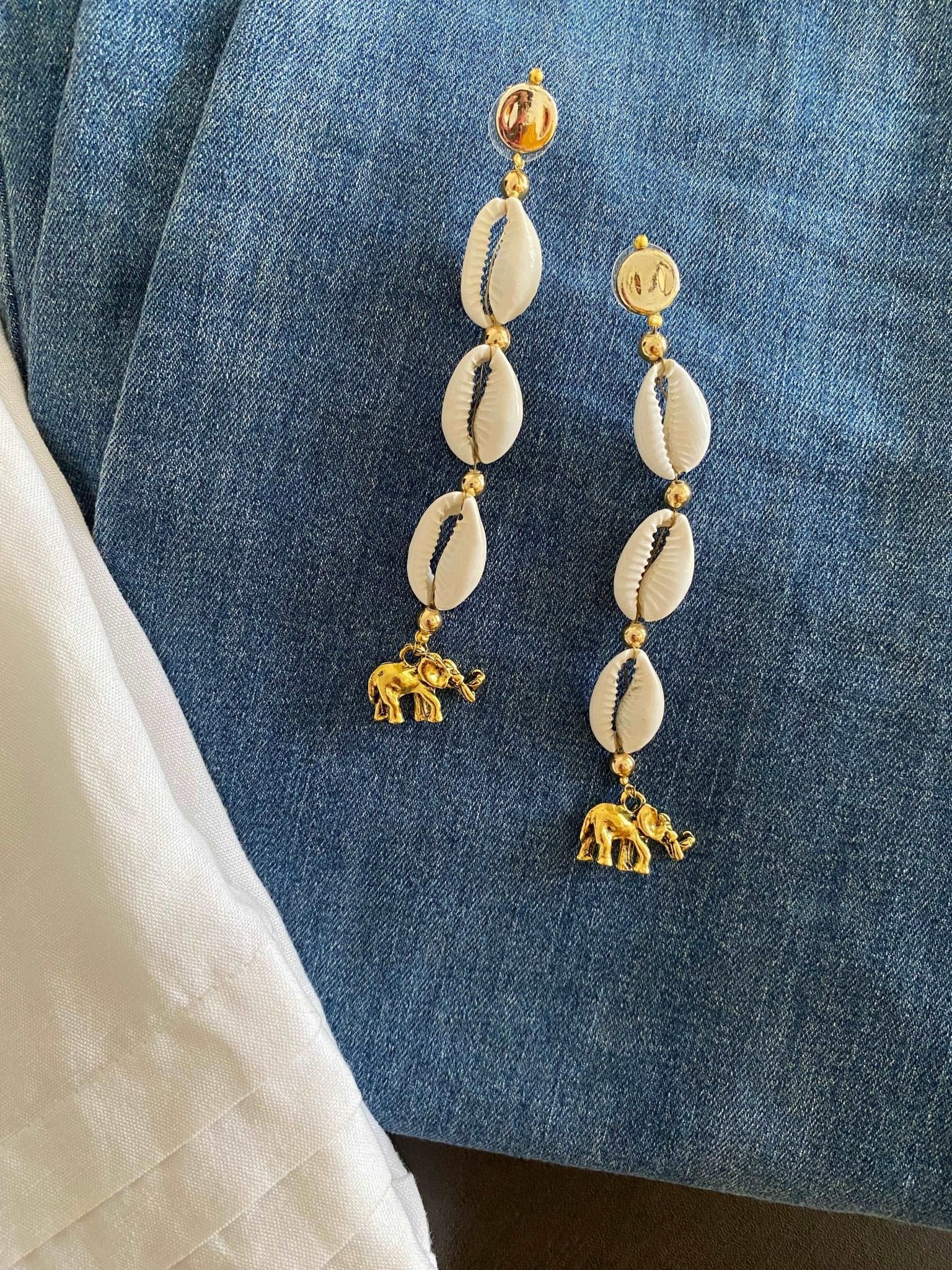 Elephant and shell danglers - Kalakari