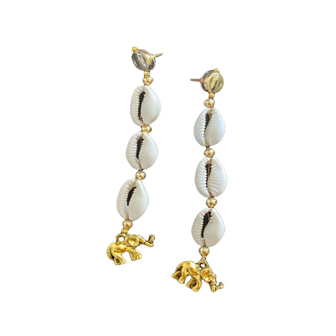 Elephant and shell danglers - Kalakari