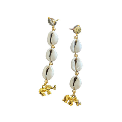 Elephant and shell danglers - Kalakari