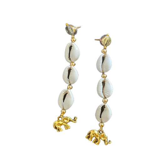 Elephant and shell danglers - Kalakari