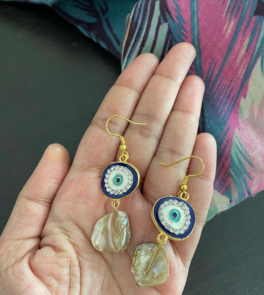 Evil eye and mother of pearl dangler - Kalakari