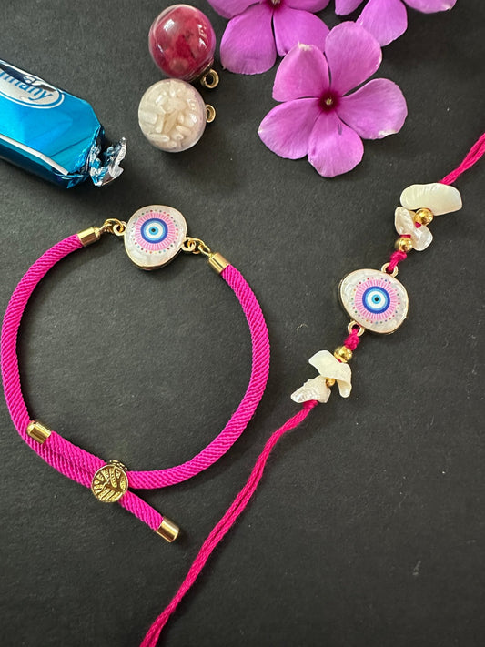 Evil eye rakhi and lumba set - Kalakari