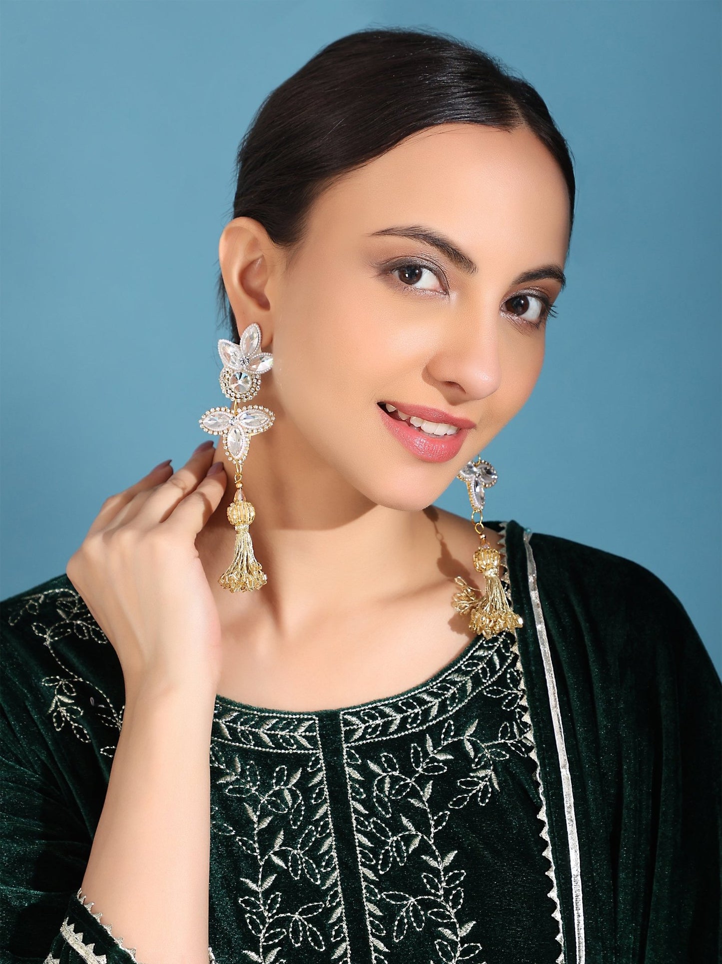 Floral aura danglers - Kalakari