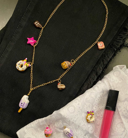 Funky multiple charms necklace chain - Kalakari