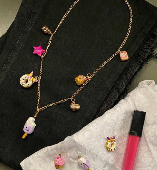 Funky multiple charms necklace chain - Kalakari