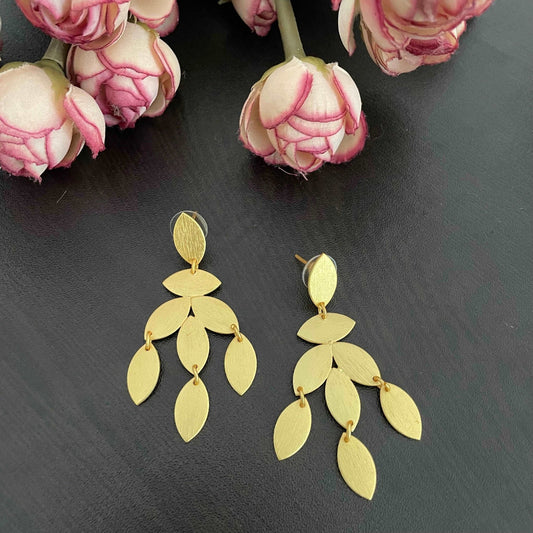 Golden Dainty floral danglers - Kalakari