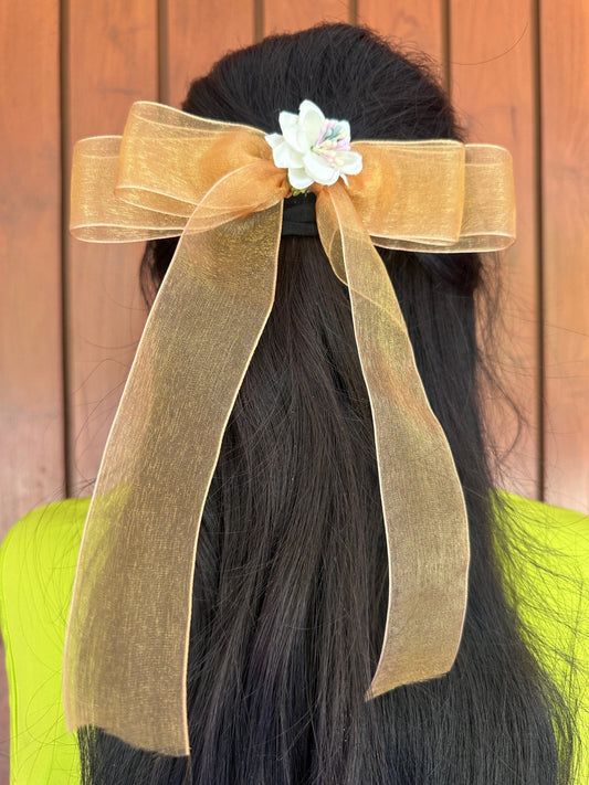 Golden organza statement bow - Kalakari