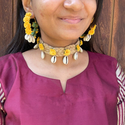 Jute floral necklace set - Kalakari
