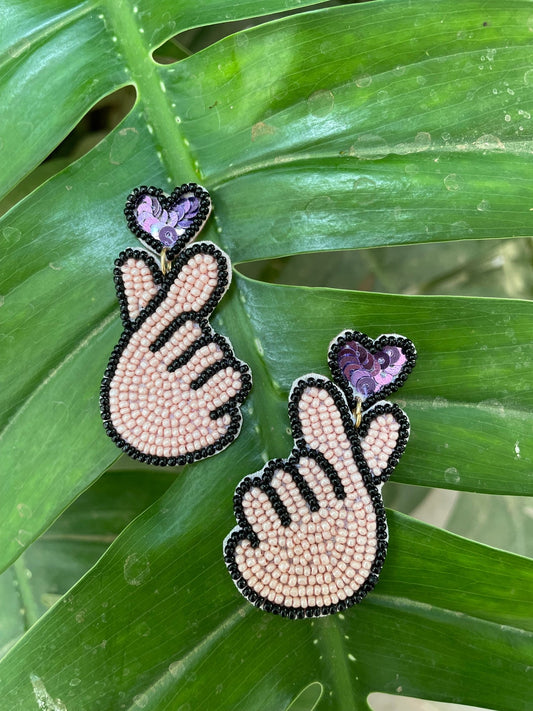 Korean heart earrings - Kalakari