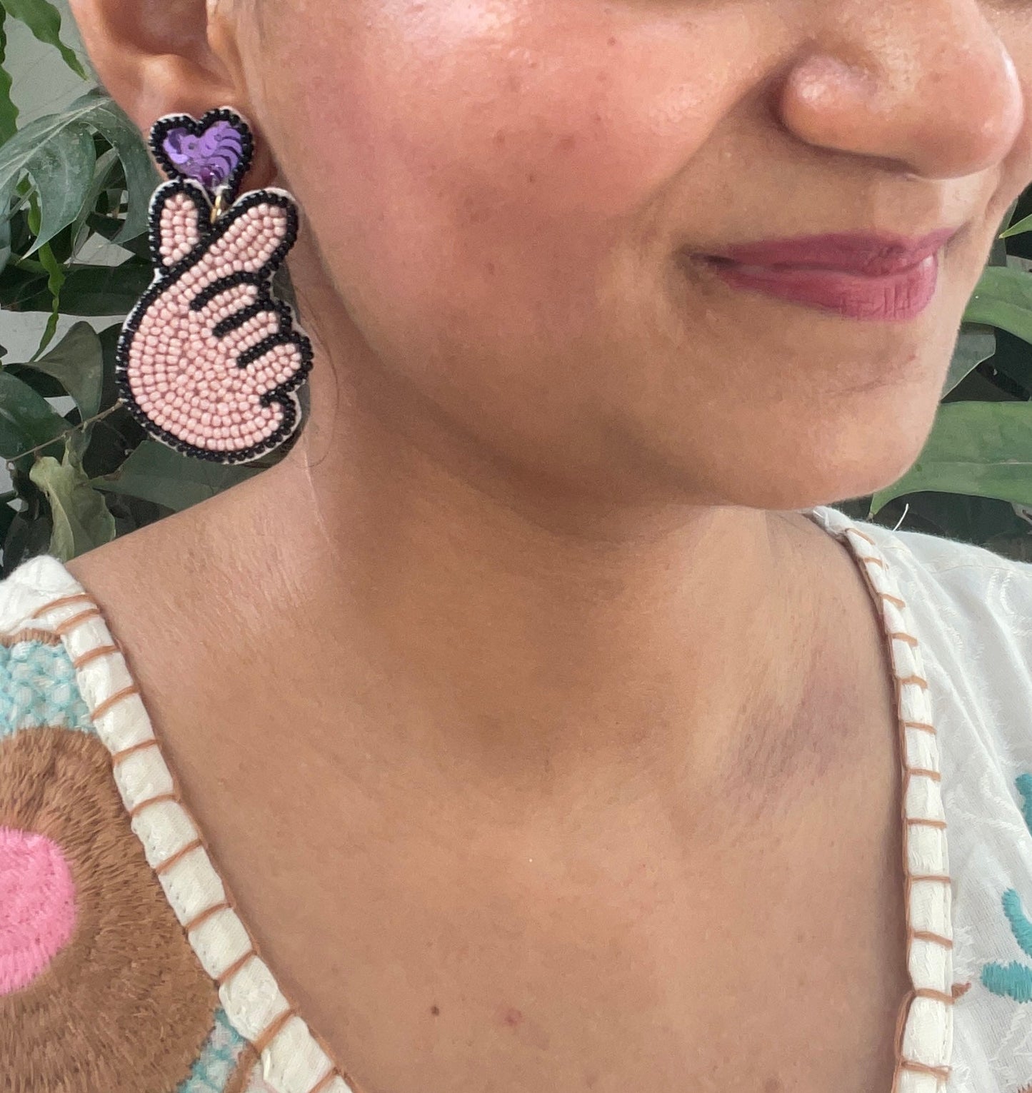 Korean heart earrings - Kalakari
